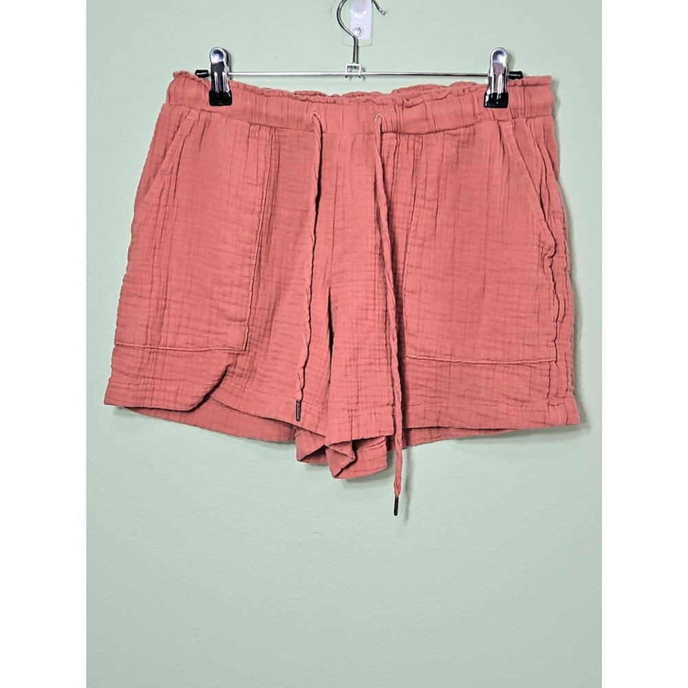 GAP Women's Small Coral Double Gauze Cotton Pull On Drawstring Shorts Beach